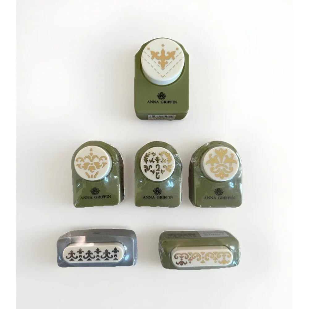 Anna Griffin Paper Punch Lot 6 Flourish Heart Flourish Iris Swirl Fleur *RED*